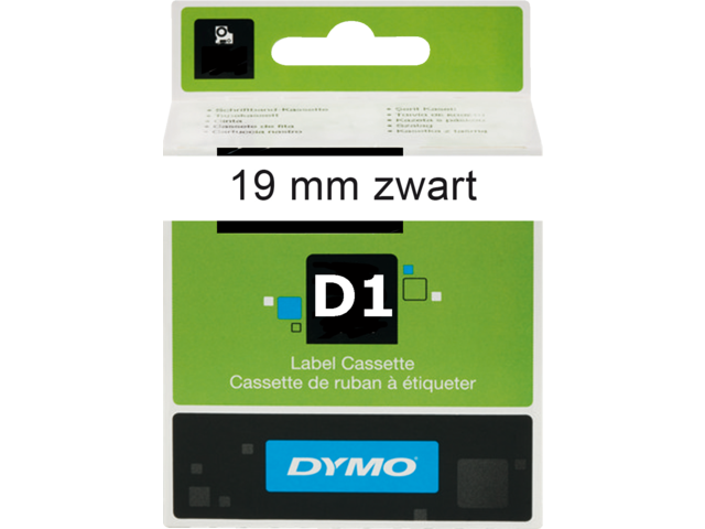 Labeltape dymo 45803 d1 720830 19mmx7m zwart op wit