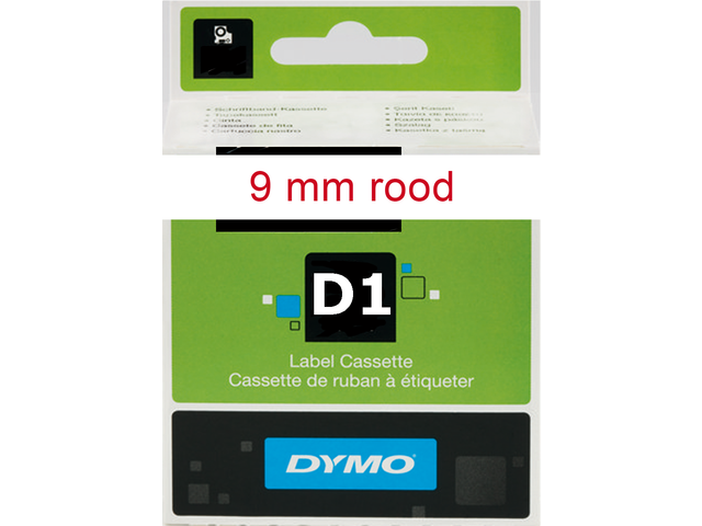 Labeltape dymo 40915 d1 720700 9mmx7m rood op wit