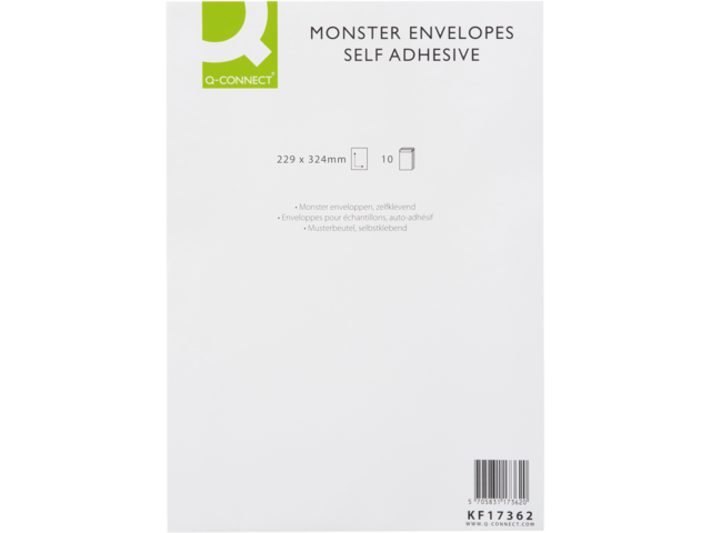 Envelop q-connect monster 229x324x38 130gr zelfklevend wit