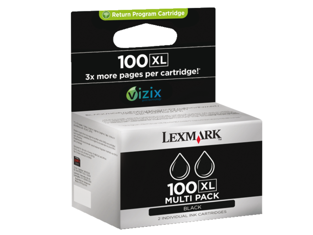Inkcartridge lexmark 14n0848 100xl zwart hc 2x
