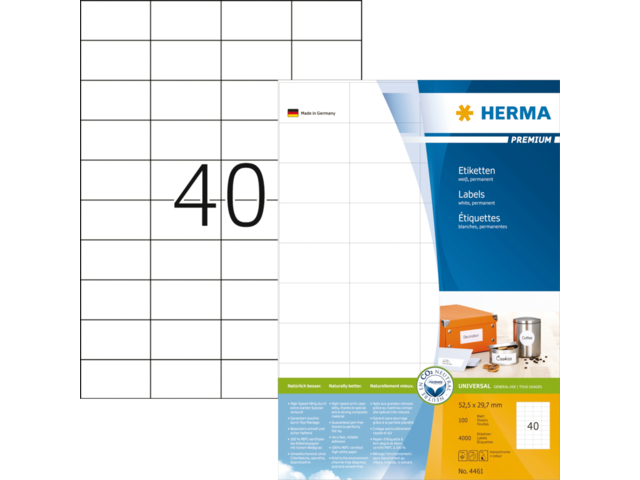 Etiket herma 4461 52.5x29.7mm premium wit 4000stuks