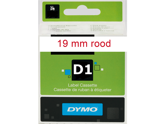 Labeltape dymo 45805 d1 720850 19mmx7m rood op wit