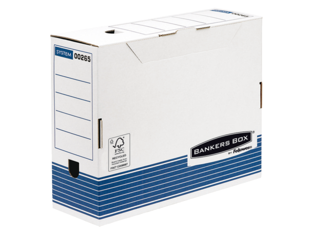 Archiefdoos bankers box standaard 100mm blauw-wit