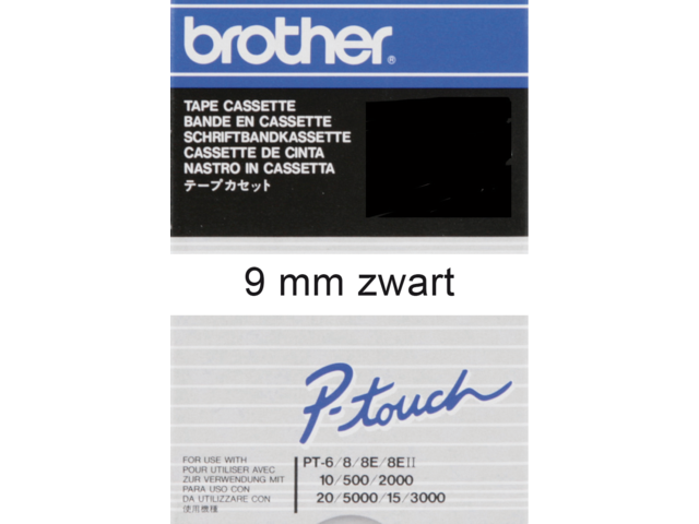 Labeltape brother p-touch tc291 9mm zwart op wit