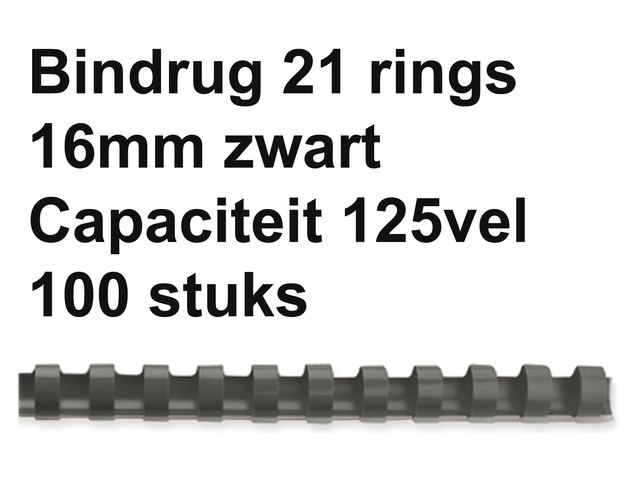 Bindrug fellowes 16mm 21rings a4 zwart 100stuks
