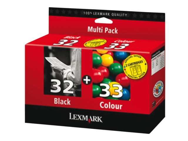 Inkcartridge lexmark 80d2951 32 + 33 zwart + 4 kleuren