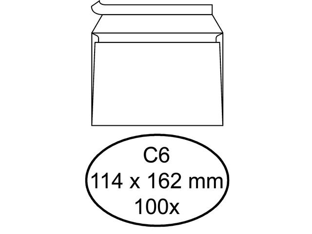 Envelop quantore bank c6 114x162mm zelfklevend wit 100stuks
