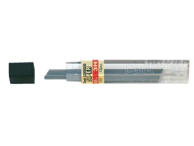 Potloodstift pentel 0.5mm zwart per koker 3h