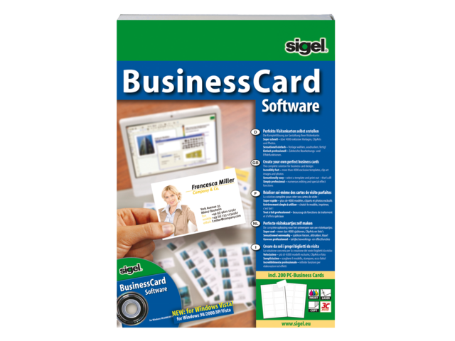 Software sigel businesscard tbv visitekaart meertalig